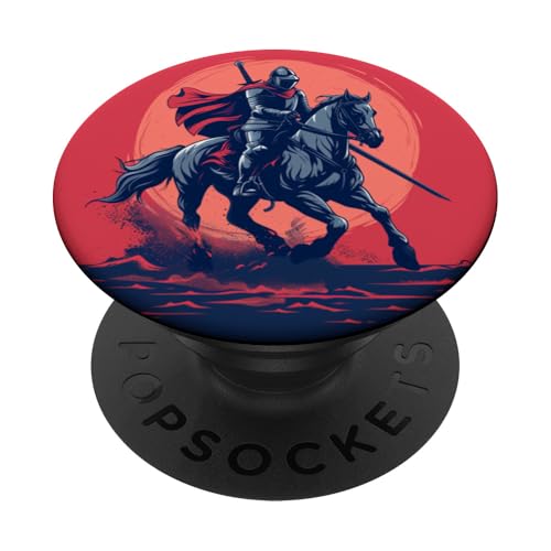 Cooler Ritter reitet auf einem Pferd für Jungen und Mädchen PopSockets Klebender PopGrip von Cool Knight with horse outfit