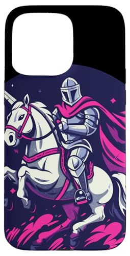 Hülle für iPhone 15 Pro Max Lustiger Kreuzritter zu Pferd für Ritterliebhaber von Cool Knight with horse outfit