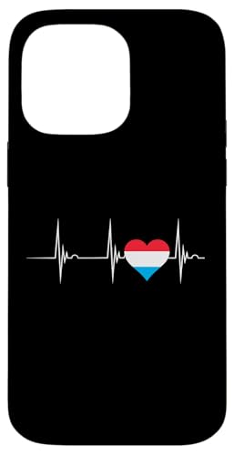 Luxemburg Luxemburgische Flagge Herz Herzschlag EKG Pulse Hülle für iPhone 14 Pro Max von Cool Luxembourgish Roots Luxembourg