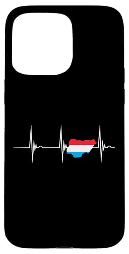 Luxemburgische Flagge Luxemburg-Karte Herzschlag EKG Pulse Hülle für iPhone 15 Pro Max von Cool Luxembourgish Roots Luxembourg