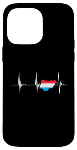 Luxemburgische Flaggenkarte Herzschlag EKG Pulse Luxemburg Hülle für iPhone 14 Pro Max von Cool Luxembourgish Roots Luxembourg