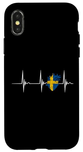 Schweden Flagge Herzschlag EKG Puls Herz Schwedenwurzeln Hülle für iPhone X/XS von Cool Swedish Roots Sweden