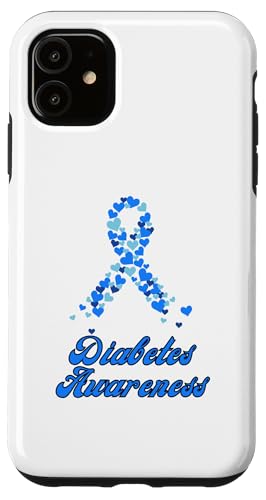 Hülle für iPhone 11 Diabetes-Bewusstseinsunterstützung mit grauem Band mit floralem Band von Cool Tees