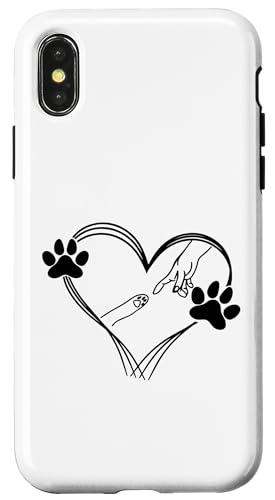 Hülle für iPhone X/XS Menschliche Hand und Hundepfote, bester Freund, Hund, Vater, Mutter, Welpe, Herz von Cool Tees