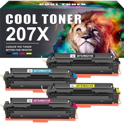 207X 207A M283fdw Toner Kompatibel für HP 207X 207A W2210X für Color Laserjet Pro MFP M283fdw M282nw M283fdn Color Laserjet Pro M255dw M255nw W2211X W2212X W2213X Schwarz Cyan Gelb Magenta 4-Pack von Cool Toner