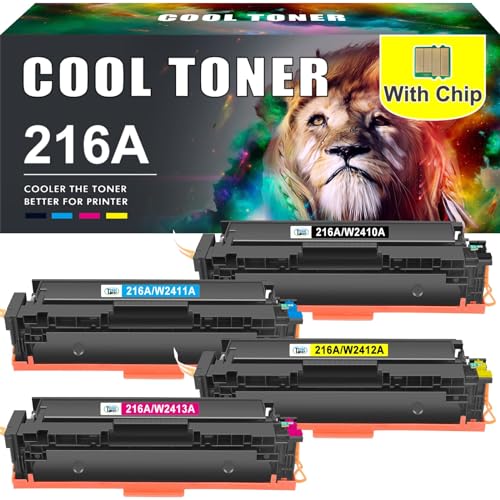 216A Toner Set Mit Chip Kompatibel für HP 216A Color Laserjet Pro MFP M183fw M182nw M182n M155a M155nw M183 M182 M155 W2410A W2411A W2412A W2413A (Schwarz Cyan Gelb Magenta, 4er-Pack) von Cool Toner