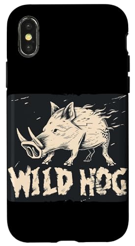 Hülle für iPhone X/XS Kostüm eines wilden Schweins mit Rocker Inspiration für Motorrad von Cool Wild Hog Costume