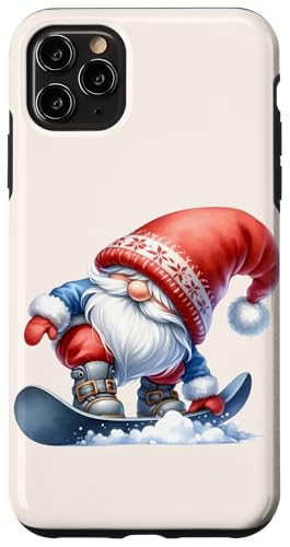 Hülle für iPhone 11 Pro Max Santa Gnome Makes Tricks On The Snowboard For Winter Holiday von Cool Winter Sports Gnome Gifts For Snowboarders