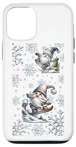 Hülle für iPhone 12/12 Pro Snowboard Blue Winter Gnomes Love Snowboarding Snowflake von Cool Winter Sports Gnome Gifts For Snowboarders