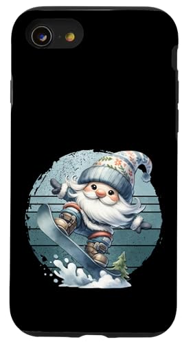 Hülle für iPhone SE (2020) / 7 / 8 Snowboard Gnome For Women Men Kids Retro Sunset For Winter von Cool Winter Sports Gnome Gifts For Snowboarders