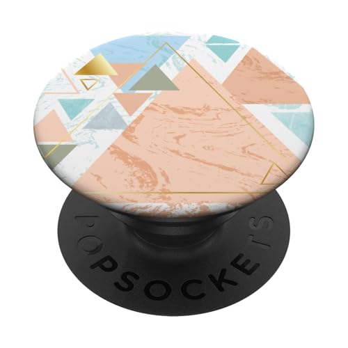 Abstraktes Dreieck-Design in Blau, Grün, Braun und Gelb PopSockets Klebender PopGrip von Cool and awesome timeless Designs