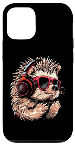 Hülle für iPhone 15 Pro Niedliche Igel DJ Rocking Sonnenbrille Kopfhörer von Cool animal Music lover Hipster Quirky animal