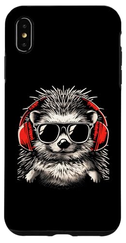 Hülle für iPhone XS Max Niedliche Igel DJ Rocking Sonnenbrille Kopfhörer von Cool animal Music lover Hipster Quirky animal