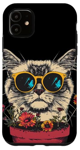 Hülle für iPhone 11 Schönes Gartenkostüm mit Sonnenbrille und Topfpflanzen von Cool gardener cat