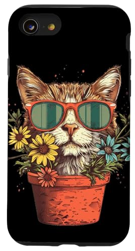 Hülle für iPhone SE (2020) / 7 / 8 Gärtner-Katze für ein blühendes Abenteuer mit Pflanzen von Cool gardener cat