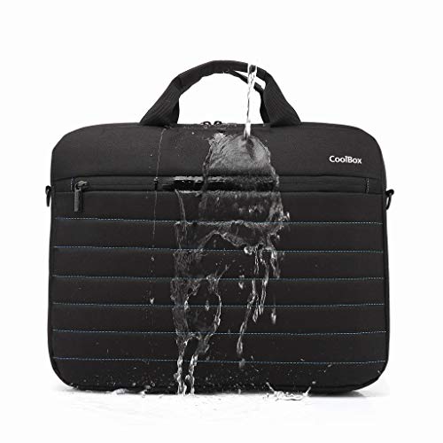 CoolBox COO-BAG15-1N Notebook-Tragetasche für 15,6 Zoll (39,6 cm), mit Tragegriff und Schultergurt, wasserdicht, Schwarz/Blau gestreift von CoolBox