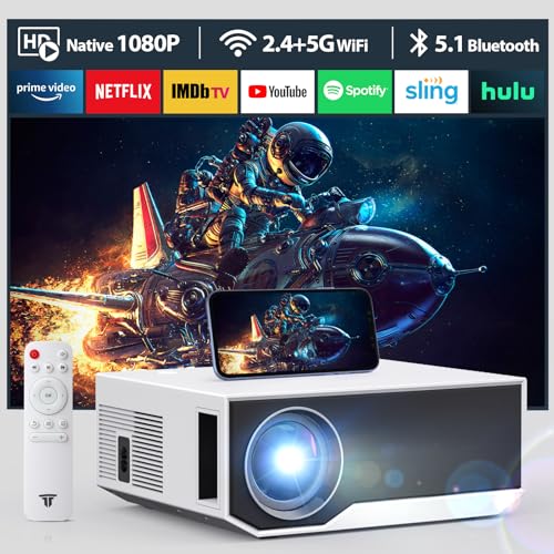 CoolEeve 20000 Lumen Bluetooth Beamer Full HD 1080P Unterstützt, 5G WiFi LED Heimkino Portable Projektor, Kompatibel mit iOS/Android(DZTEU-GC06-A001) von CoolEeve