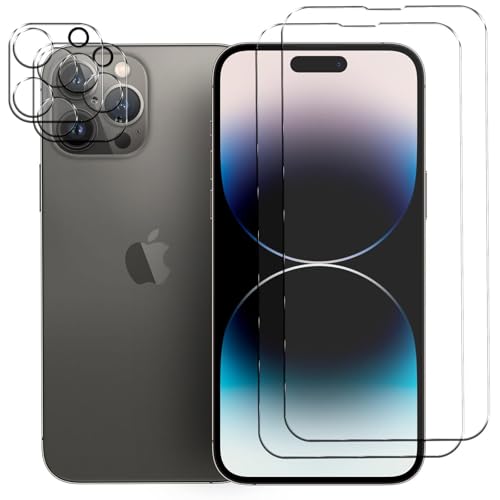 CoolGadget 4-in-1 Schutzfolien-Set für iPhone 14 Pro - 2x Displayschutzfolie, 2x Kameraschutzfolie, kratzfest, HD klar, Blasenfrei von CoolGadget