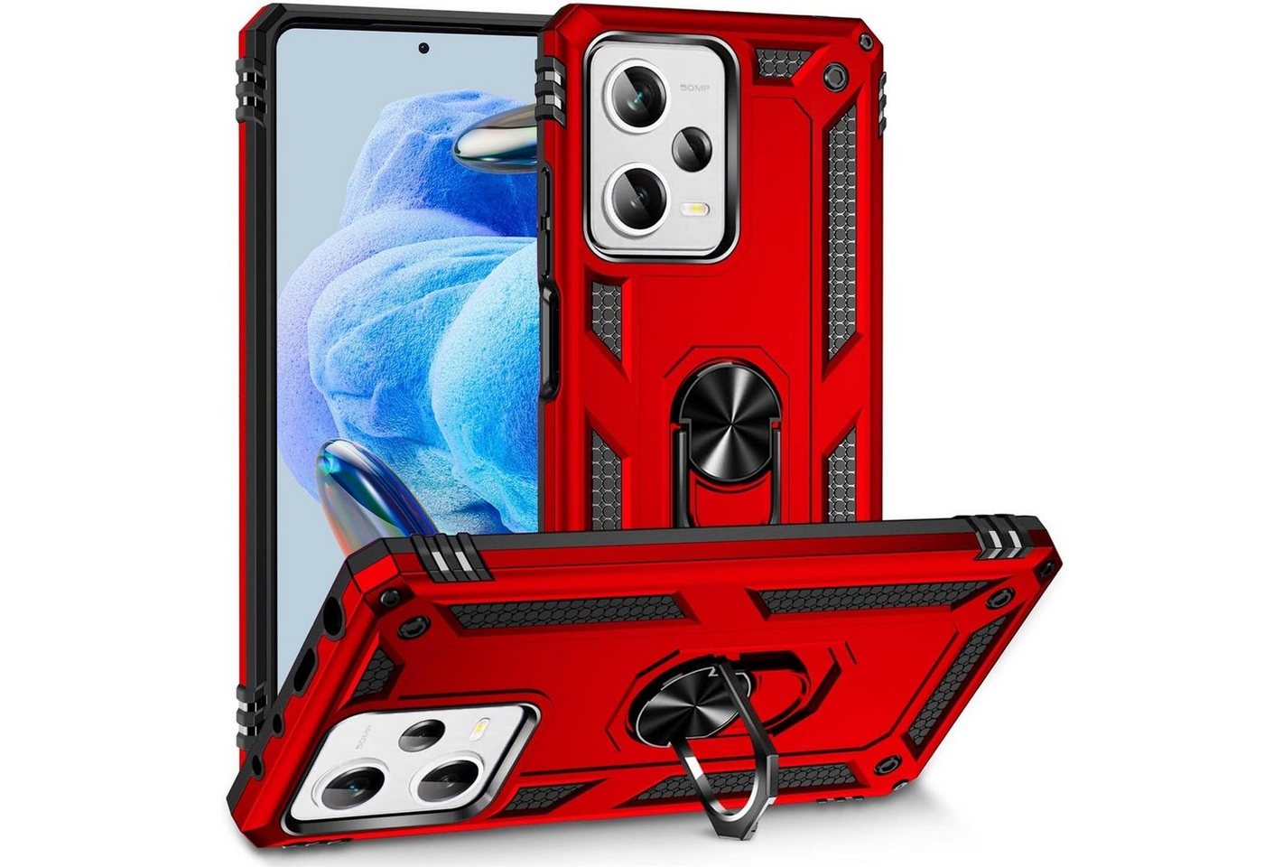 CoolGadget Handyhülle Armor Shield Case für Xiaomi Poco X5 Pro 5G 6,67 Zoll, Outdoor Cover Magnet Ringhalterung Handy Hülle für Poco X5 Pro von CoolGadget