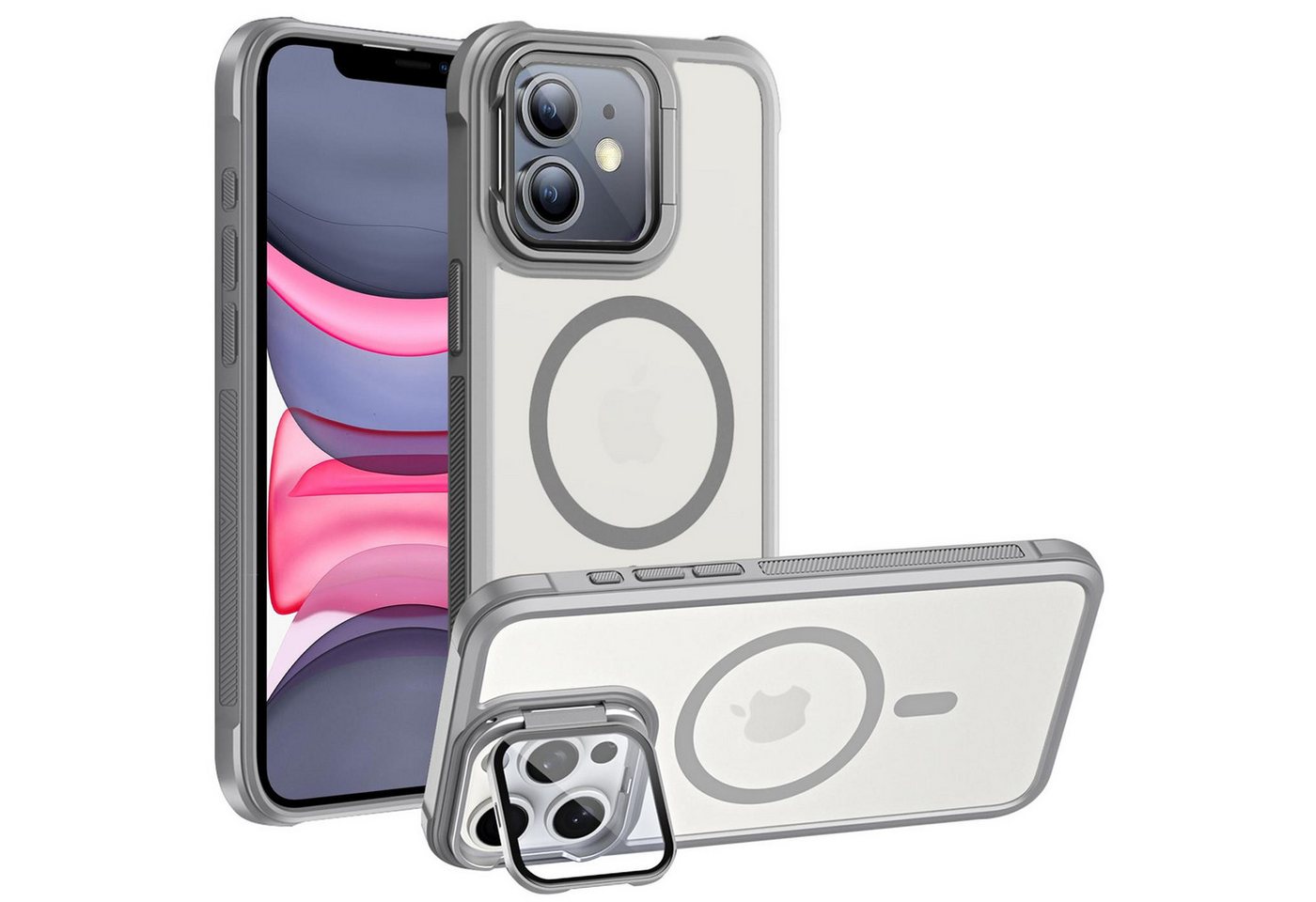 CoolGadget Handyhülle Hybrid CAM Handy Hülle für Apple iPhone 11 6,1 Zoll, Kameraschutzglas klappbar Schutzhülle Metallring für Magsafe Zubehör von CoolGadget