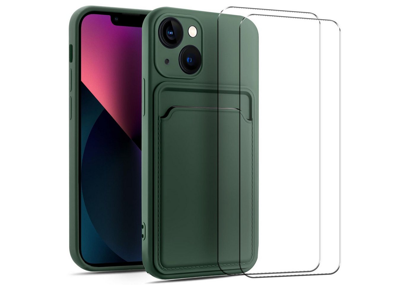 CoolGadget Handyhülle Grün als 2in1 Schutz Cover Set für das Apple iPhone 11 6,1 Zoll, 2x 9H Glas Display Schutz Folie + 1x TPU Case Hülle für iPhone 11 von CoolGadget