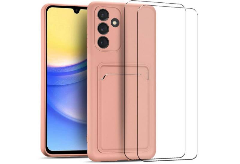 CoolGadget Handyhülle Rosa als 2in1 Schutz Cover Set für das Samsung Galaxy A23 5G 6,6 Zoll, 2x Glas Display Schutz Folie + 1x TPU Case Hülle für Galaxy A23 5G von CoolGadget