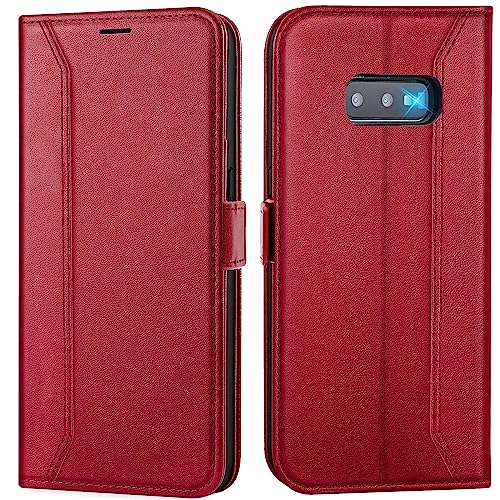 CoolGadget Klapphülle PU Leder für Samsung Galaxy S10E - RFID Schutz, Standfunktion, Kartenfächer, Magnetverschluss, Rot von CoolGadget