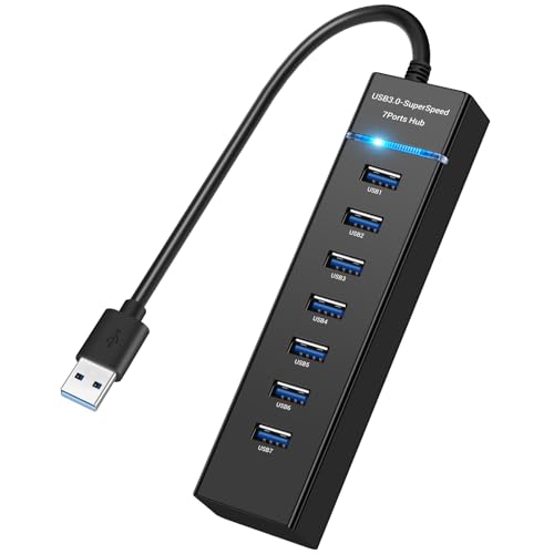 Coolden USB C Hub 7 Port USB-Hubs USB 3.0 Hub 5Gbps USB Verteiler USB Mehrfachstecker USB Splitter für MacBook, iMac, Surface, Dell, Thinkpad, USB Stick, Mobile HDD, Desktop PC und mehr (30cm) von Coolden