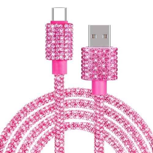 Coolden USB C Kabel 1.2M 60W Ladekabel USB C Schnellladekabel Bling Funkelnder Diamant Kabel für Damen USB C Ladekabel für iPhone 16 15 Pro Samsung Galaxy S24 iPad Air MacBook Tablets usw Rosa von Coolden