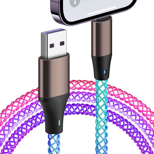 Coolden iPhone Ladekabel 2M 66W iPhone Schnellladekabel und Synchronisierungskabel Leuchtend iPhone Kabel Fast USB Ladekabel für iPhone SE 2020 11 12 13 14 Pro Max XS XR X 8 7 6 6s Plus iPad Bunt von Coolden