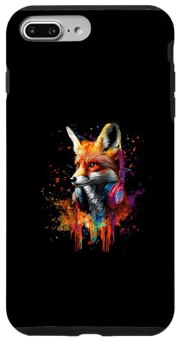 Hülle für iPhone 7 Plus/8 Plus Künstlerisch Bunt Fuchs mit DJ Kopfhörer Waldtier Fuchs von Coole Bunte Künstlerische Fuchs Waldtier Motive