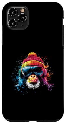 Hülle für iPhone 11 Pro Max Künstlerischer Hipster Affe Kopfhörer Bunt Kunst Monkey von Coole Bunte Künstlerische Hipster Affen Tiermotive