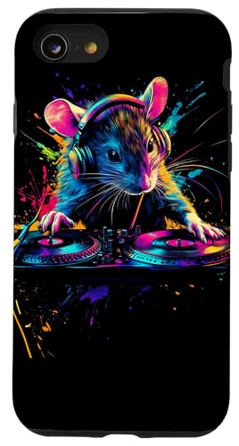 Hülle für iPhone SE (2020) / 7 / 8 Künstlerisch Bunt Ratte DJ Turntables Kopfhörer Maus von Coole Bunte Künstlerische Nagetier DJ Motive