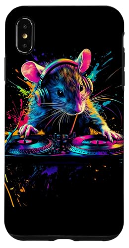 Hülle für iPhone XS Max Künstlerisch Bunt Ratte DJ Turntables Kopfhörer Maus von Coole Bunte Künstlerische Nagetier DJ Motive