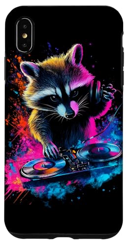 Hülle für iPhone XS Max Künstlerisch Bunt Waschbär DJ Turntables Kopfhörer Wildtiere von Coole Bunte Künstlerische Waschbär Tier Motive