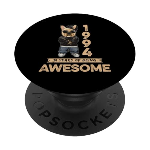 1994 31 Years of Being Awesome Bulldog Hund Vintage PopSockets Klebender PopGrip von Coole Geburtstagsshirts für Hundeliebhaber