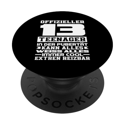 Offizieller 13. Geburtstag Teenager Pubertät PopSockets Klebender PopGrip von Coole Geschenkideen für Teenager 13 Geburtstage