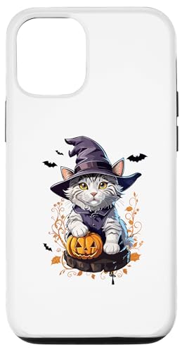 Hülle für iPhone 12/12 Pro Lustiges Halloween-Motiv Happy Halloween Süße Katze von Coole Lustige Halloween Motive