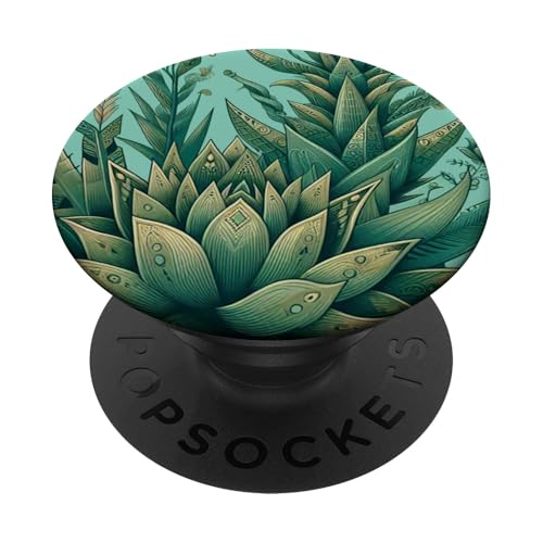 Blumenmuster in Grün Türkis Modernes Muster Pflanzen Motiv PopSockets Klebender PopGrip von Coole Motive und Trend Designs Geschenkideen