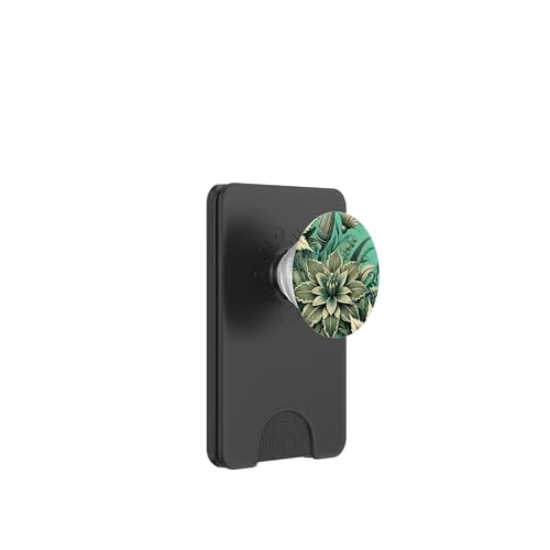 Blumenmuster in Grün Türkis Modernes Muster Pflanzen Motiv PopSockets PopWallet für MagSafe von Coole Motive und Trend Designs Geschenkideen