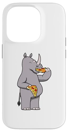 Hülle für iPhone 14 Pro Rhino Pizza Essen Ironisches italienisches Essen von Coole Nashörner Outdoor-Wildnis-Tiere