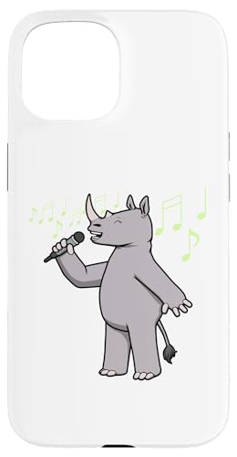 Hülle für iPhone 15 Rhino Singen Hobby Sänger Musiker Gesangslehrer von Coole Nashörner Outdoor-Wildnis-Tiere