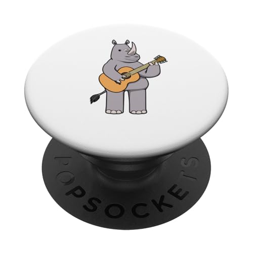 Nashorn Gitarre spielend Musiker Musikinstrument PopSockets Klebender PopGrip von Coole Nashörner Outdoor-Wildnis-Tiere