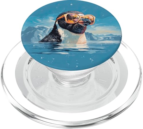 Cooler Pinguin mit Sonnenbrille im Eiswasser PopSockets PopGrip für MagSafe von Coole Pinguin Geschenk Accessoires