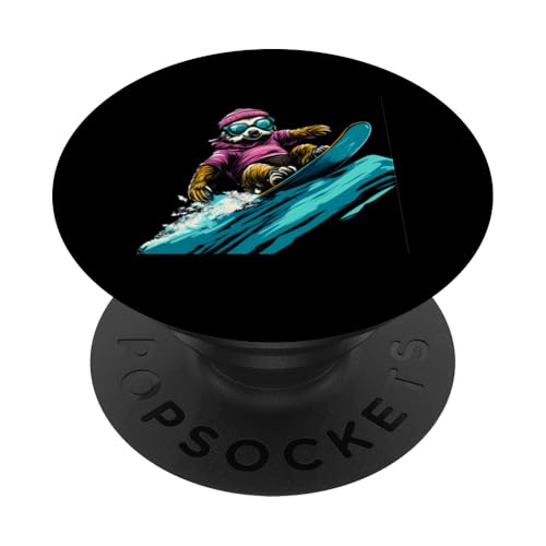 Tiere Die Snowboarden- Faultier auf dem Snowboard PopSockets Klebender PopGrip von Coole Tiere Auf Dem Snowboard