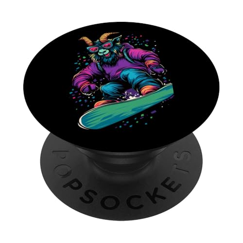 Tiere Die Snowboarden- Ziege auf dem Snowboard PopSockets Klebender PopGrip von Coole Tiere Auf Dem Snowboard