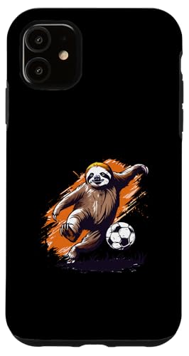 Hülle für iPhone 11 Tiere spielen Fußball - Faultier spielt Fußball von Coole Tiere spielen Fußball- Fußballtiere