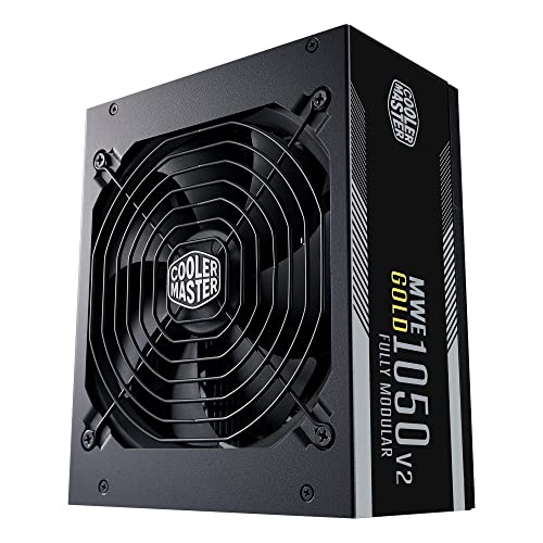 Cooler Master MWE 1050 Gold V2, Modulares PC-Netzteil (EU-Stecker), 80 Plus Gold, 1050 Watt Netzteil mit Flachkabel, 140mm HDB-Lüfter, 0 RPM-Modus, Hochtemperaturschwelle von Cooler Master