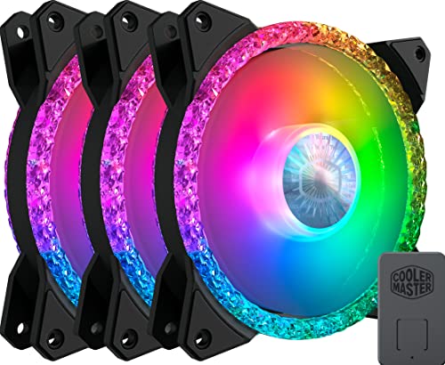 Cooler Master MasterFan MF120 Prismatic 3in1 – 120-mm-Gehäuselüfter, adressierbare Triple-Loop-RGB-Beleuchtung, Kristalleffekt, geräuschlos, Controller enthalten – universelle Kompatibilität von Cooler Master