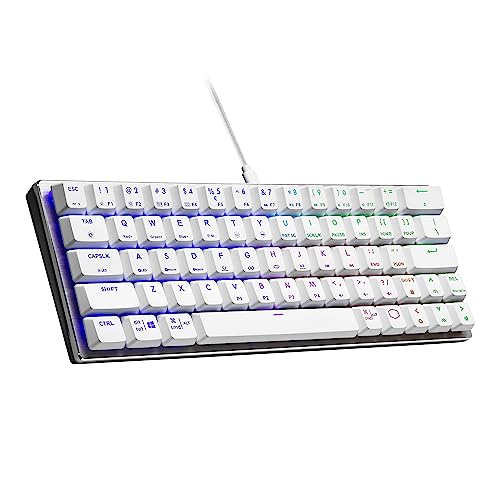 Cooler Master SK620 Kabelgebundene Gaming-Tastatur - Kompaktes 60%-Layout, Flache mechanische Schalter, RGB-Beleuchtung pro Taste, On-The-Fly-Steuerung -QWERTZ, DE Tastatur-Silber/weiß von Cooler Master